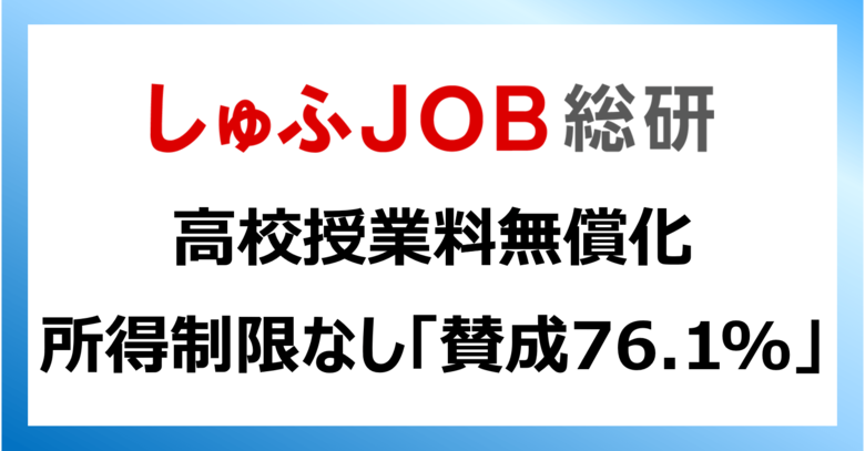 【高校授業料無償化】“所得制限なし”を主婦層はどう思う?「賛成」76.1%「公立も私立も反対」13.7%