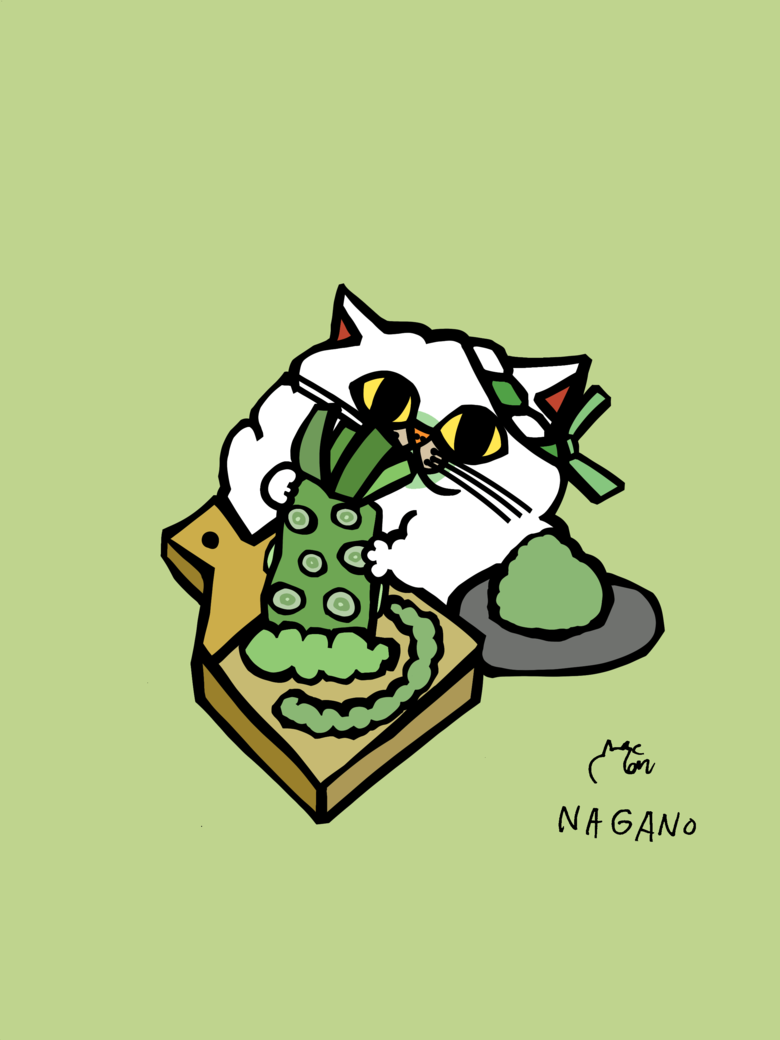 長野県のご当地ネコ（わさびネコ）