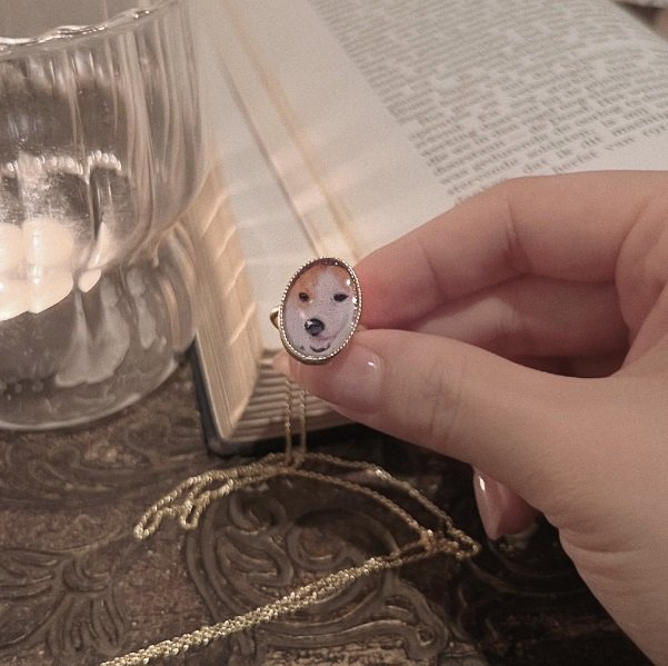 飼い主さんにプレゼントされた、新たなけやきちゃんペンダント