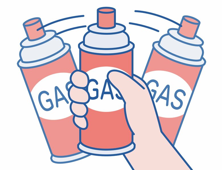 振ってガスが残っているかをチェック（提供：日本ガス石油機器工業会）