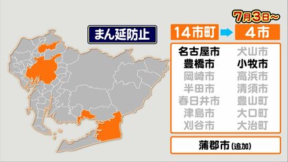 愛知県知事「これ以降、地域の見直し行わない」まん延防止の対象　3日から名古屋・豊橋・小牧・蒲郡の4市に