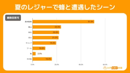 夏のレジャーでは蜂との遭遇に要注意！14.5%が刺された経験も