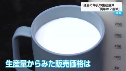 例年の２割減　暑さ続き牛乳の生産量減　一部商品に出荷制限も