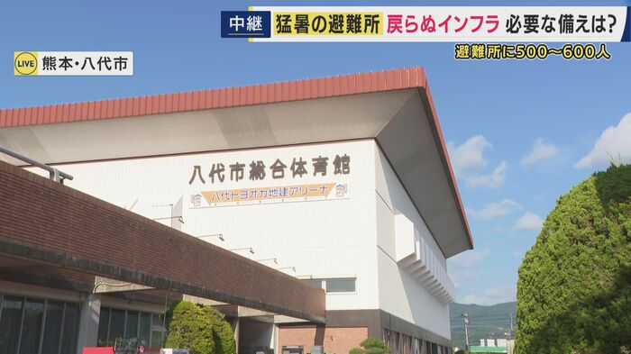 八代市総合体育館から中継