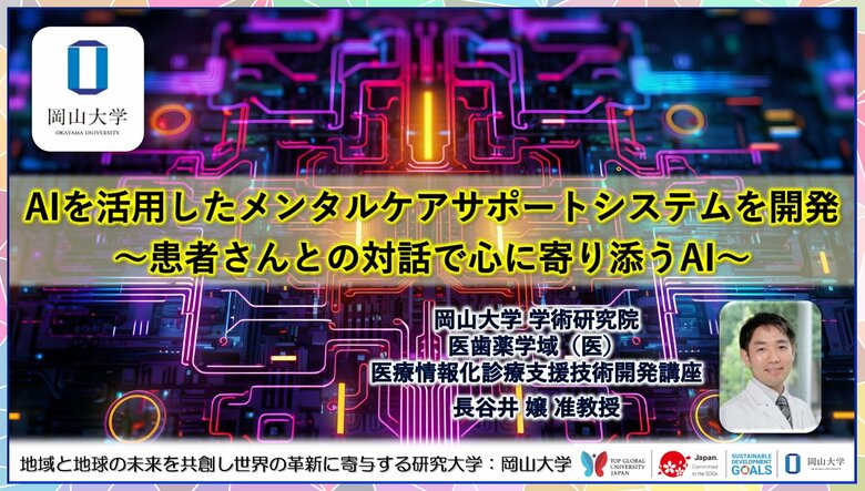 【岡山大学】AIを活用したメンタルケアサポートシステムを開発 ~患者さんとの対話で心に寄り添うAI~