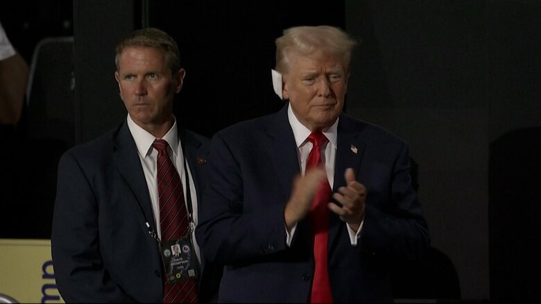 15日、ウィスコンシン州ミルウォーキーで行われた共和党大会に出席したトランプ氏