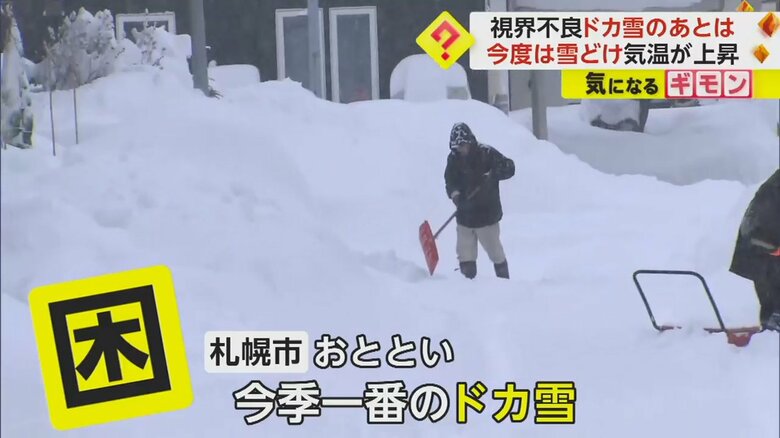 札幌市で雪かきをする人