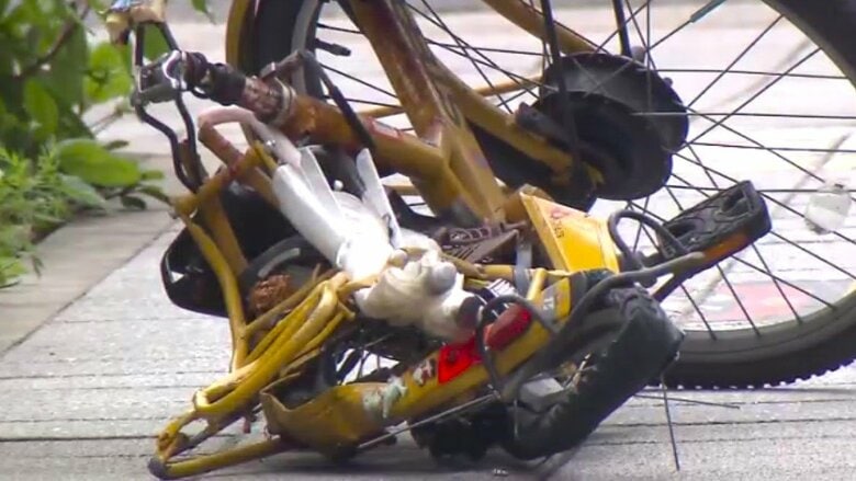 巻き添えとなった男性が乗っていた自転車