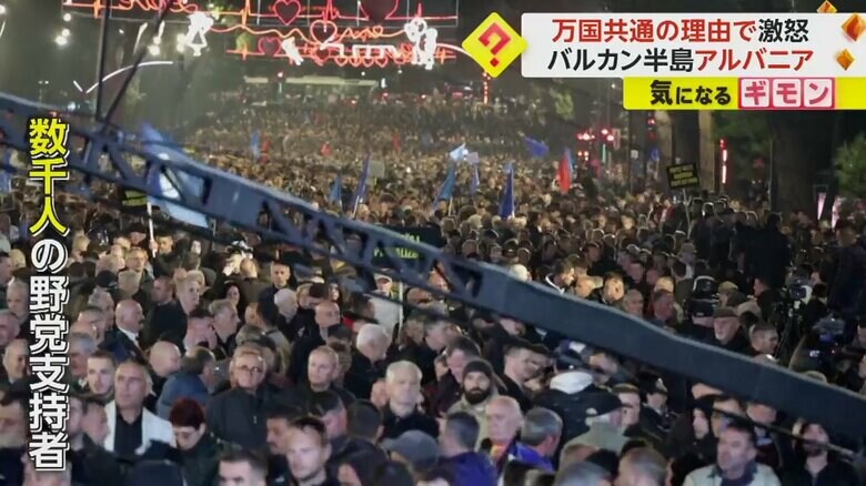デモを行った数千人の野党支持者