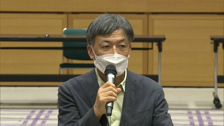 ヒアリングに応じる難波副知事（当時）