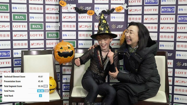 自己ベスト更新に喜ぶデイリースカイラー海聖（全日本ノービス）