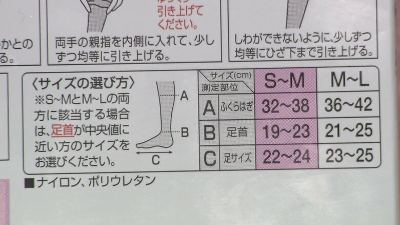 商品のサイズ表示を参考に