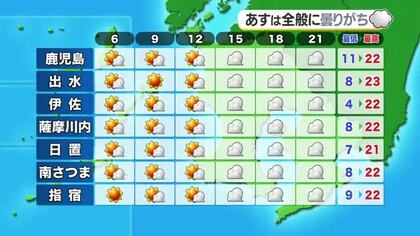 かごしま天気速報（4/2）3日の朝　県本土の一部で10℃以下　