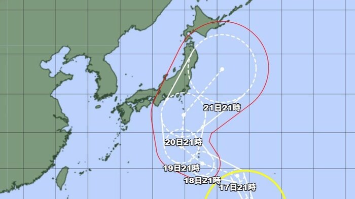 台風25号の進路予想図　気象庁HPより