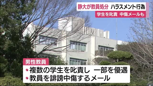 静岡大学教員を懲戒処分 理不尽な叱責などハラスメント行為か 「間違っていない」と反論も