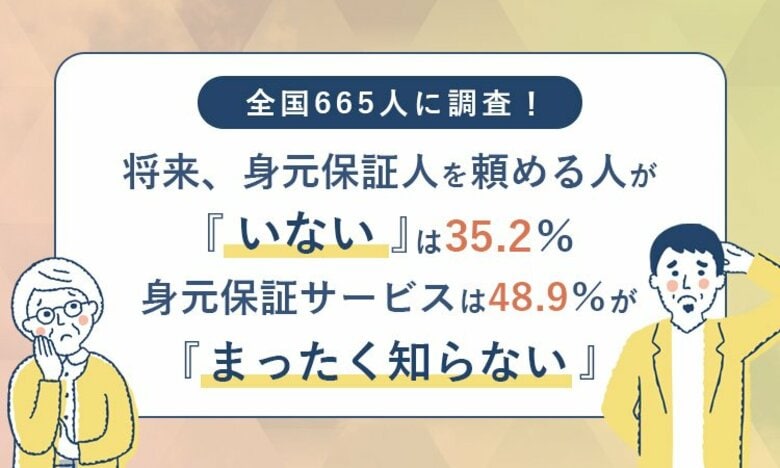 全国665人に調査！35.2％が、将来、身元保証人を頼める人は「いない」と回答　身元保証サービスを「まったく知らない」は48.9％