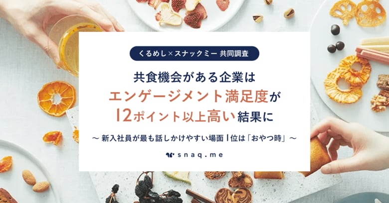 【共同調査】「おやつタイム」が社内コミュニケーションを活性化。共食機会がある企業はエンゲージメント満足度が12ポイント以上高い結果に。