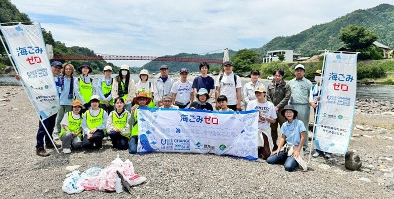 長良川流域から海洋ごみの発生抑制を目指して岐阜県・三重県の学生調査員らによる河川ごみ分布状況調査を開催しました！