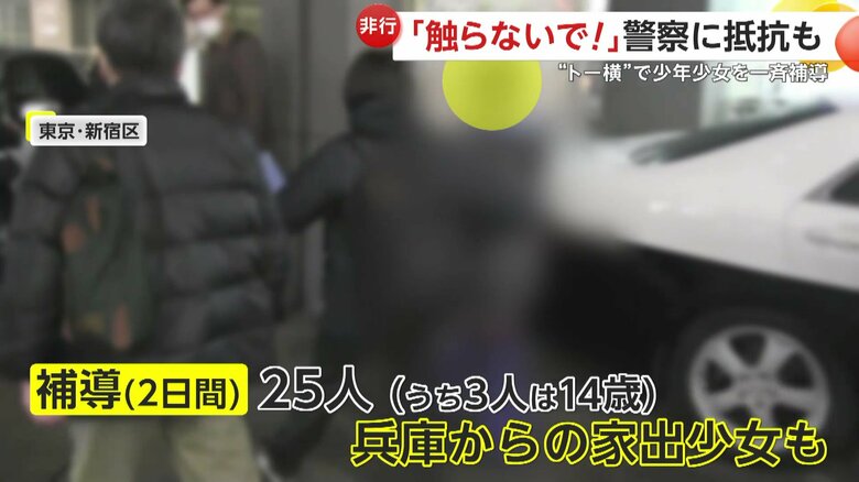 25人の少年少女を補導した一斉補導