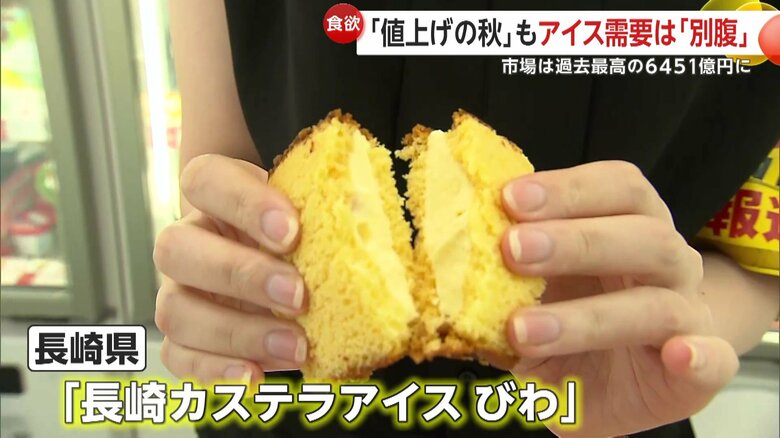長崎県のご当地アイス「長崎カステラアイスびわ」