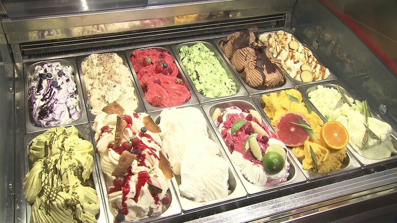 店頭には12種類のジェラートが並ぶ