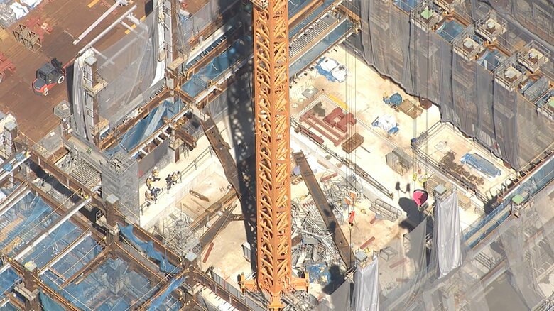 上空から見た事故現場（19日午前）