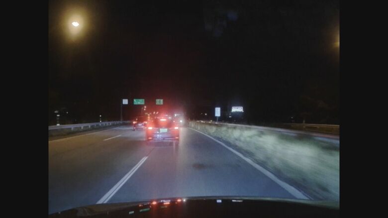 新潟西バイパスに逆走車両（視聴者提供）