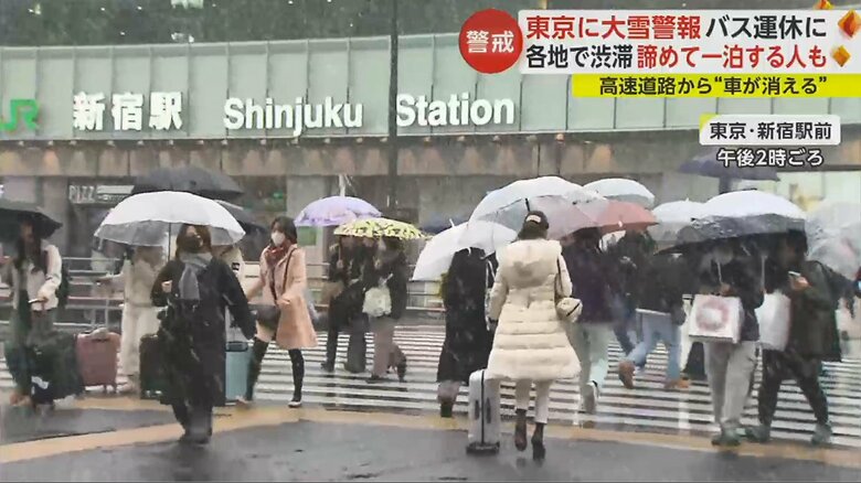 雨から大粒の雪に変わった