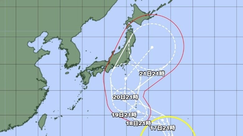 台風25号の進路予想図　気象庁HPより