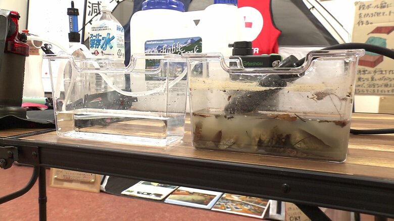 電動式ろ過器を使い泥水をろ過