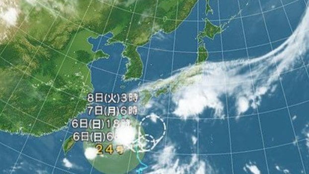 【台風情報】台風24号や前線の影響は　西日本から北日本の太平洋側を中心に7日にかけて大雨となる所がある見込み　伊豆諸島では線状降水帯が発生する可能性　