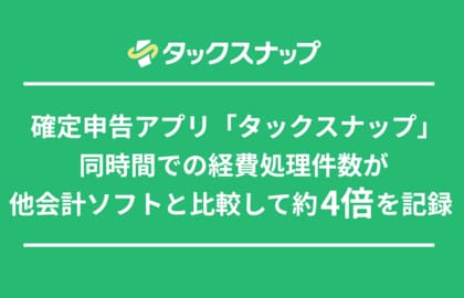【比較調査】確定申告アプリ「タックスナップ」、同時間での経費処理件数が他会計ソフトと比較して約4倍を記録。