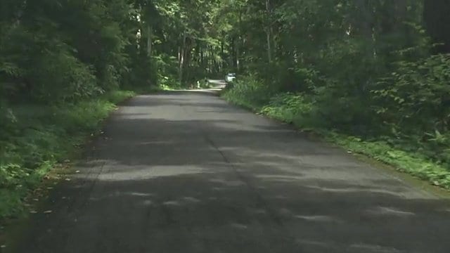 くねくねとした峠道 冬期間は路面凍結や降雪の恐れから通行止め