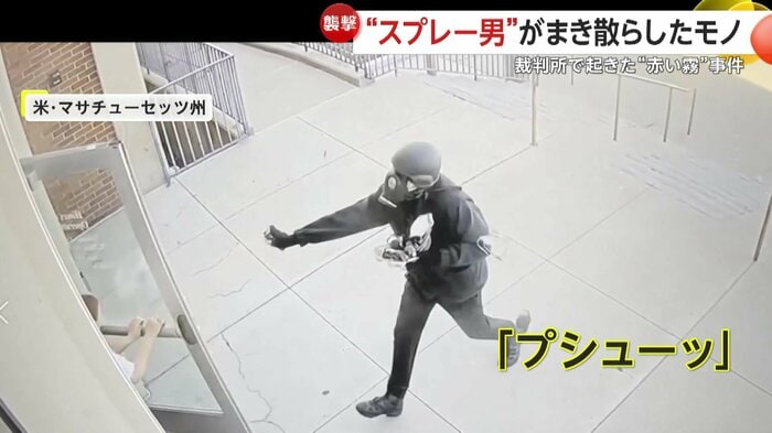 入り口の警察官にスプレーを噴射し襲う男(MASSACHUSETTS COURT SYSTEM)