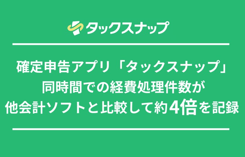 【比較調査】確定申告アプリ「タックスナップ」、同時間での経費処理件数が他会計ソフトと比較して約4倍を記録。