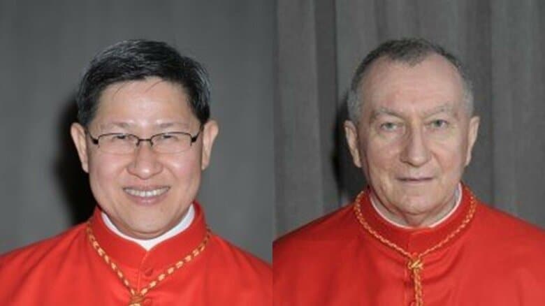 左：ルイス・アントニオ・ダグレ枢機卿、右：ピエトロ・パロリン枢機卿（バチカンHPより）