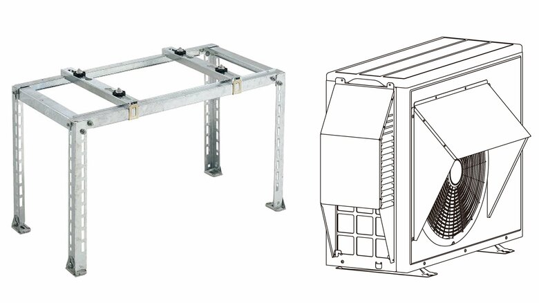 高置台（左）、防雪カバー（右）などで雪対策ができる（提供：コロナ）