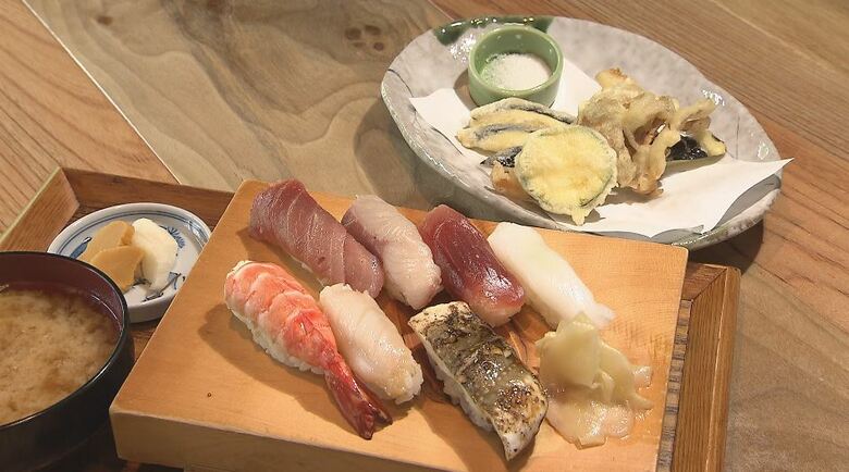 握りと天ぷらのセット（1800円）