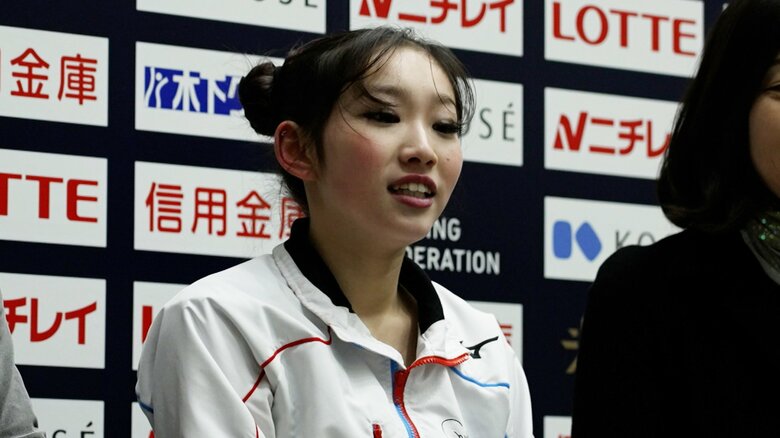 キスクラで涙を見せた岸本（2023年11月全日本ジュニア）