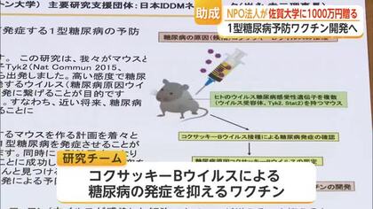 糖尿病予防ワクチン開発へ1000万円助成　佐賀大学が2029年完成目指し研究【佐賀県】