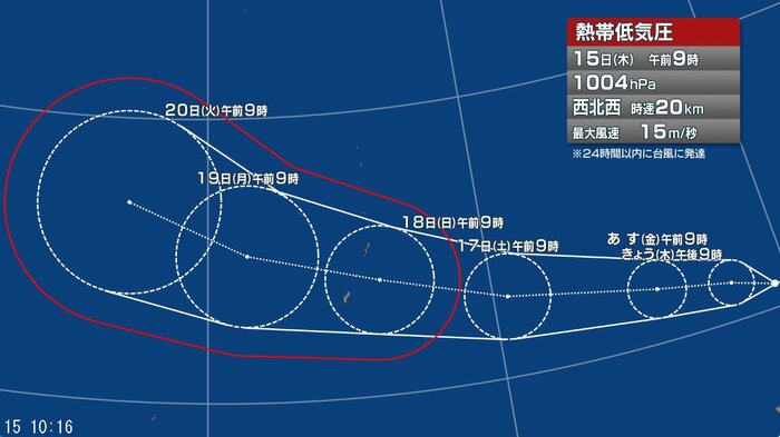 熱帯低気圧の進路予想図