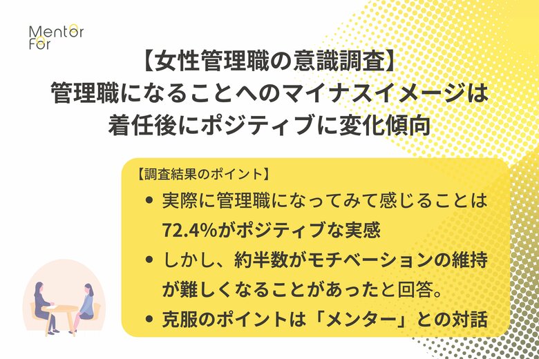【女性管理職の意識調査】管理職になることへのマイナスイメージは着任後にポジティブな体験に変化傾向
