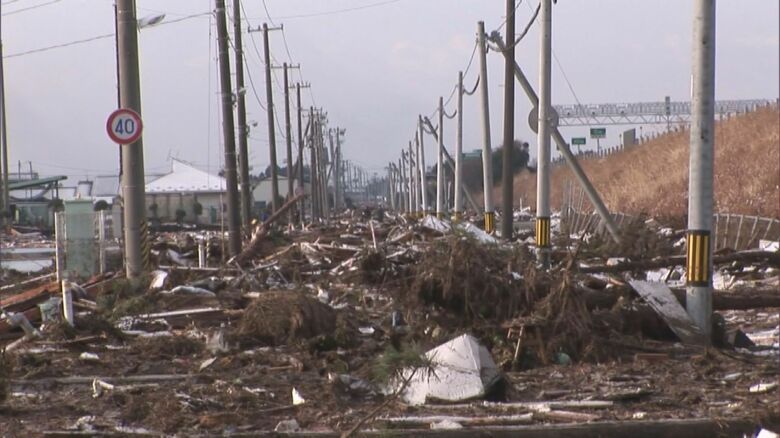 津波が押し寄せた仙台市若林区荒浜 2011年3月12日撮影