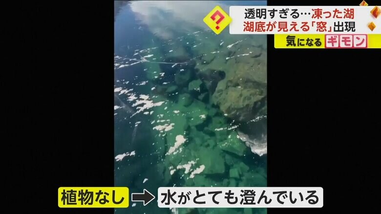 湖は植物がまったく生えていないため、水がとても澄んでいた