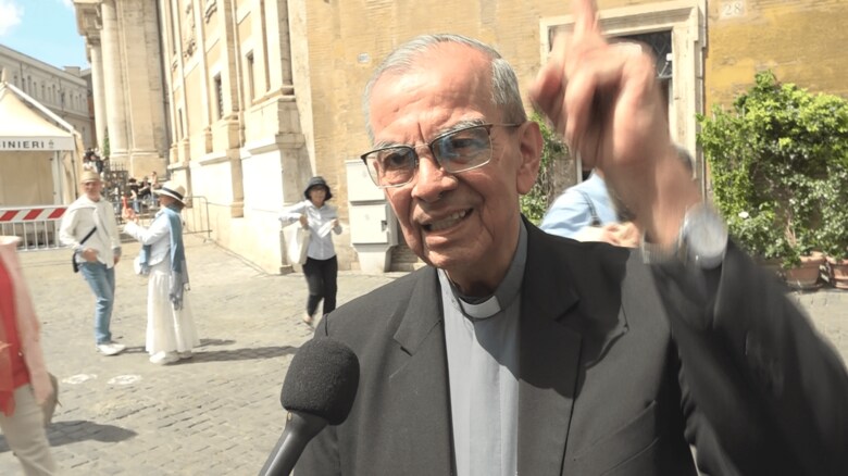 空を指さすロサチャベス枢機卿