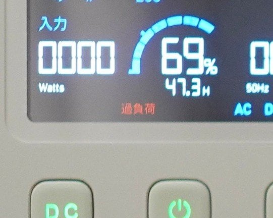 「過負荷」のエラー表示（提供：京寺美里さん）
