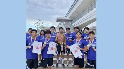 【全国高校総体】鹿児島情報高校　競泳男子４００ｍメドレーリレー準優勝