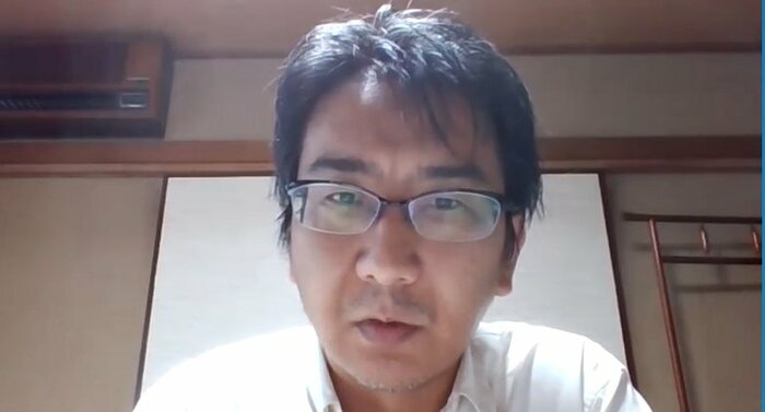 インタビューに応じる北角裕樹さん