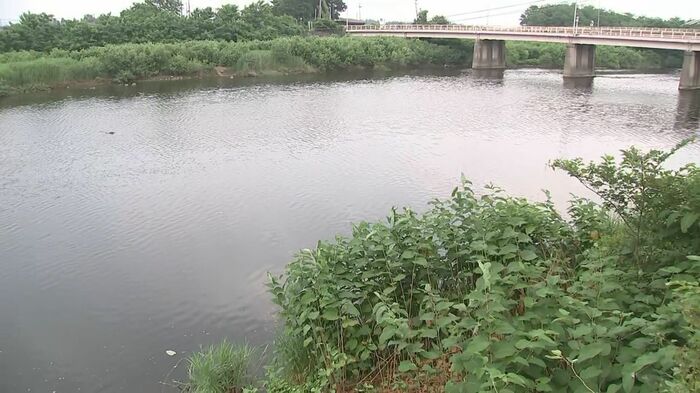 住宅の裏手から約100メートルの場所にある和賀川
