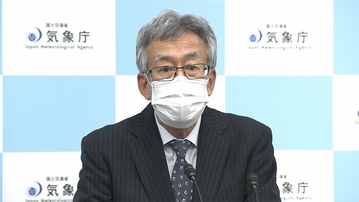 会見する気象庁 長谷川直之長官 4月21日